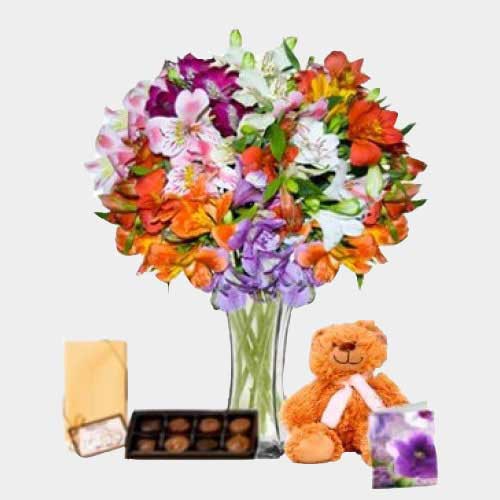 Flowers with Chocolate N Teddy